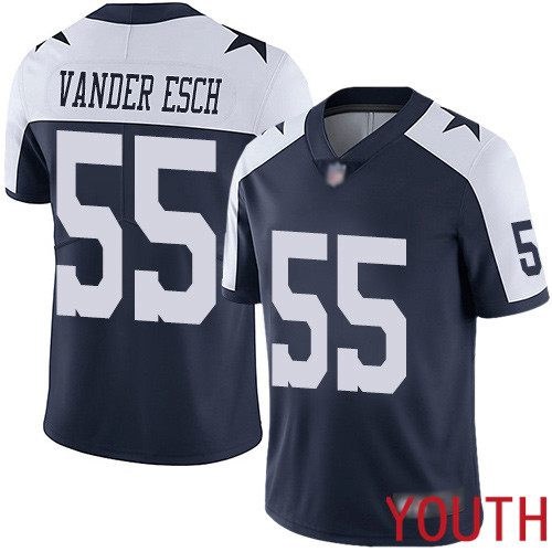 Youth Dallas Cowboys Limited Navy Blue Leighton Vander Esch Alternate 55 Vapor Untouchable Throwback NFL Jersey